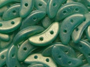 CZM-CR-52060S5C Sueded Gold Atlantis Green CzechMates Crescent 10 gram