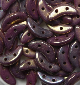 CZM-CR-74020LH Oxidized Bronze Berry CzechMates 2-hole Crescent Beads