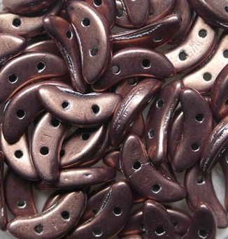 CZM-CR-77057 Colortrends Saturated Metallic Pale Dogwood CzechMates 2-hole Crescent Beads