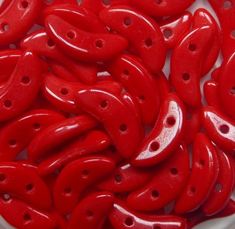 CZM-CR-93200 Opaque Red CzechMates 2-hole Crescent Beads