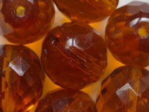 FP1-14-10080 Dark Topaz Czech Glass Facet Firepolish 14 mm 5 stuks