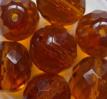 fp1-14-10080 Dark Topaz Czech Glass Facet Firepolish 14 mm color 10080