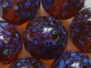 FP1-14-10080T Dark Topaz Travertin Glass Facet Firepolish 14 mm 5 stuks