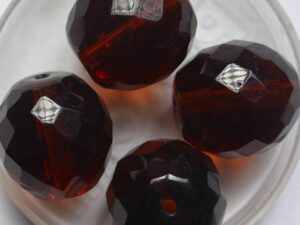 FP1-16-10110 Dark Topaz Czech Glass Facet Firepolish 16 mm 4 stuks