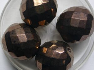 FP1-16-23980-14415 Jet Dark Bronze Czech Glass Facet Firepolish 16 mm 4 stuks
