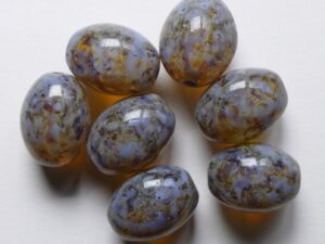 0030395 Crystal Travertin Blue Stone Olive Oval Beads 13 x 10 mm. 4 Pc.
