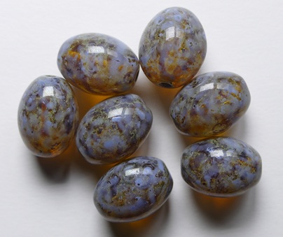 0030395 Crystal Travertin Blue Stone Olive Oval Beads 13 x 10 mm color 00030-86800-33308