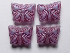 Matte Light Sapphire AB Fuchsia Washed Butterfly Beads