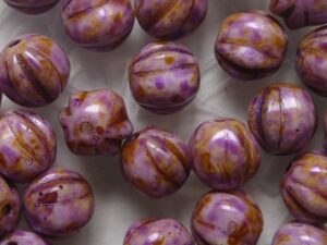 0080742 White Alabaster Lavender 6 mm Melon Beads 25 Pc.