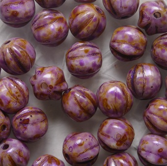 0080742 White Alabaster Lavender 6 mm Melon Beads color 02010-65328