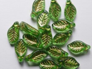 0100656 Transparent Green Gold Washed Laurierblaadje 25 Pc.