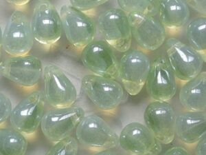 CD-6×4-01000-50800-14400 Chrysolite Opal Luster Czech Glass Drops