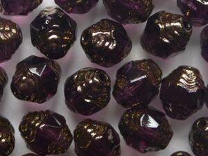 0080743 Amethyst Bronze Antique Style Cathedral Facet Beads 8x6 mm. 10 Pc.