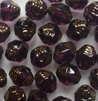 0080743 Amethyst Bronze Antique Style Cathedral Facet Beads 8x6 mm color 20060-14415