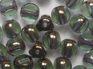 Peridot Bronze 3 cut Beads 6 mm