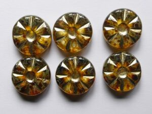 0030397 Crystal Travertin Gold Washed Sunflower Bead color 00030-86800-54302