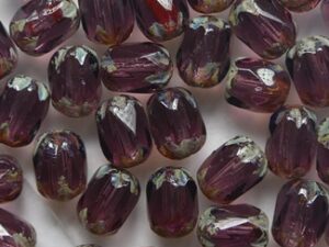 Amethyst Travertin Special Cut Firepolish Facet Barrel Beads 6x4 mm