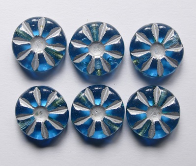 Aquamarine Silver Washed Sunflower Bead 12 mm Aquamarine Silver Washed Sunflower Bead 12 mm
