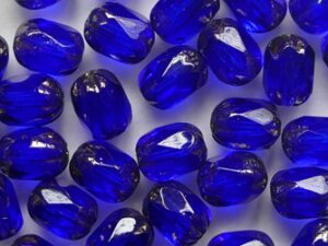 Cobalt Bronze Special Cut Firepolish Facet Barrel Beads 6x4 mm