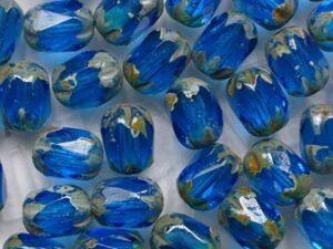 Dark Aqua Travertin Special Cut Firepolish Facet Barrel Beads 6x4 mm