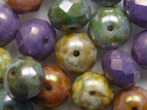 0100666 Opaque White Mixed Coated Gemstone Donut Facet 6x9 mm color 03000-xxxxx