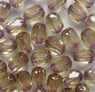 Jonquil Bronze Special Cut Firepolish Facet Barrel Beads 6x4 mm