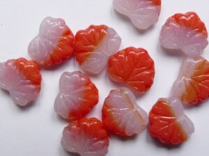 MPL-X1321 White Opal Red Maple Leaf Beads