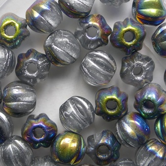 Crystal Silvery Vitral Melon Beads 6 mm Crystal Silvery Vitral Melon Beads 6 mm