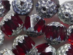 Dark Siam Ruby Old Silver Washed Cathedral Facet 8 mm