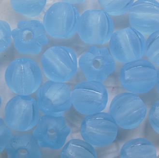 Matte Light Aquamarine Melon Beads 6 mm