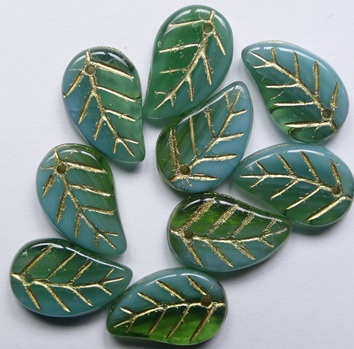 0100667 Transparent Opal Green Aqua Melee Blaadje 14x9 mm color x2916-54202 Transparent Opal Green Aqua Melee Blaadje