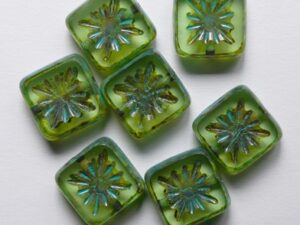 Peridot Travertin Turquoise Washed Squared Kiwi Table Cut