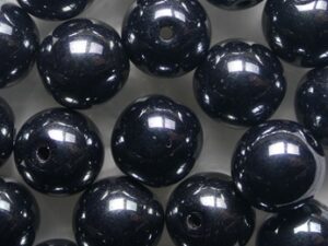 08-R-23980-14400 Jet Hematite Druk Round Glass beads 8 mm