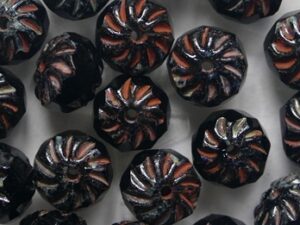 Jet Travertin Crueller beads 5x8 mm
