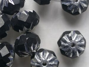 Jet Labrador Crueller beads 7x10 mm