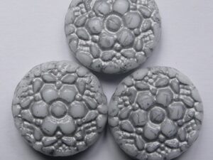 White Alabaster Silver Washed Vesna Flower Coin Beads