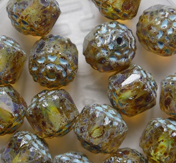 Crystal Travertin Aqua Washed Cathedral Facet beads 8 mm