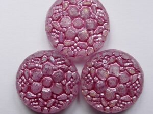 Crystal AB Fuchsia Washed Vesna Flower Coin Beads