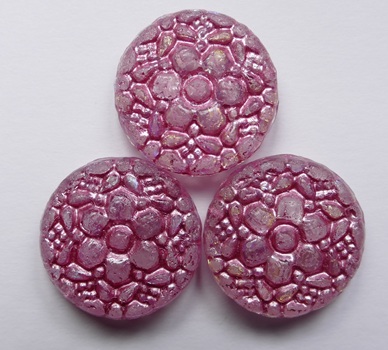 Crystal AB Fuchsia Washed Vesna Flower Coin Beads