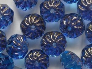 Aquamarine Bronze Crueller beads 5x8 mm