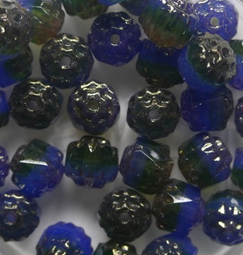 Blue Mix Vega Cathedral Facet beads 6 mm
