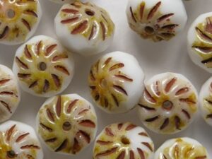 White Alabaster Travertin Crueller beads 5x8 mm