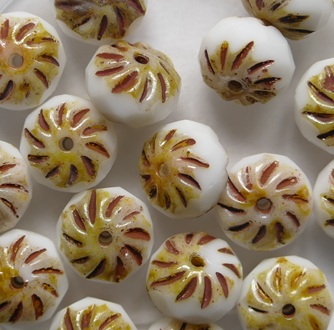 White Alabaster Travertin Crueller beads 5x8 mm
