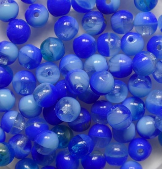 04-R-X1970 Mixed Blues Druk Round Glass beads 4 mm. 100 pc.