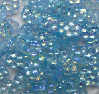 FN-00030-28701-34308 Crystal AB Aqua Blue Luster Forget-Me-Not Czech Glass Flower Beads