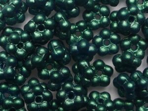 FN-02010-24105 Gold Shine Emerald Forget-Me-Not Czech Glass Flower Beads
