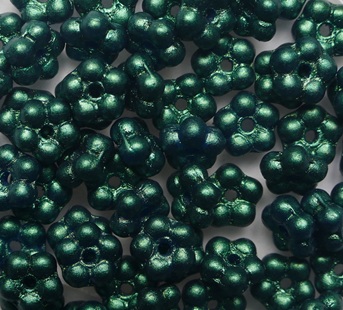 FN-02010-24105 Gold Shine Emerald Forget-Me-Not Czech Glass Flower Beads