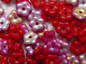 FN-93180-28701 Opaque Red AB Forget-Me-Not Czech Glass Flower Beads