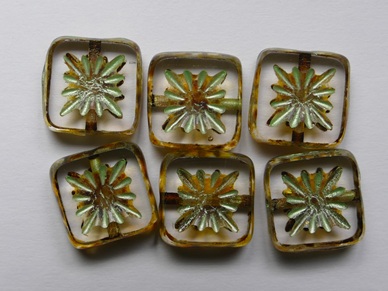 Crystal Travertin Copper Green Washed Squared Kiwi Table Cut