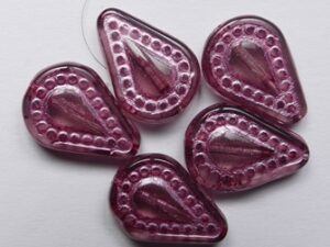 Amethyst Fuchsia Washed Filigree Teardrop Glass bead